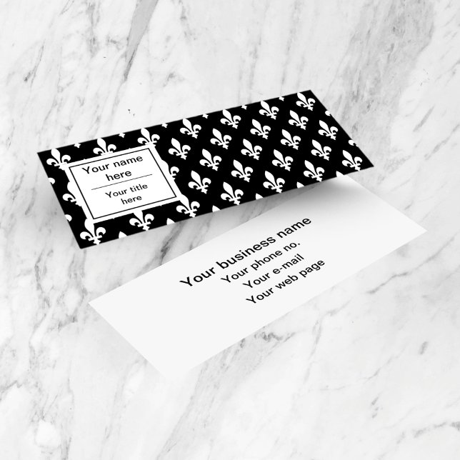 Fleur de Lis Pattern, French, Royal, White Mini Business Card (Creator Uploaded)