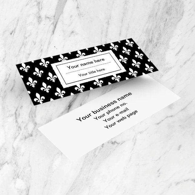 Fleur de Lis Pattern, French, Royal, White Mini Business Card (Creator Uploaded)