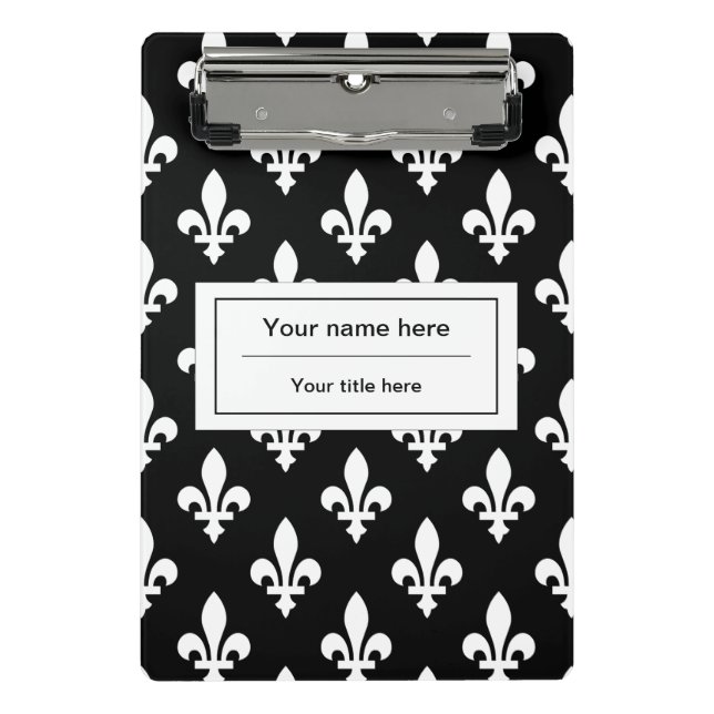 Fleur de Lis Pattern, French, Royal, White Mini Clipboard (Front)