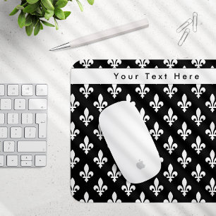 Fleur de Lis Pattern, French, Royal, White Mouse Pad