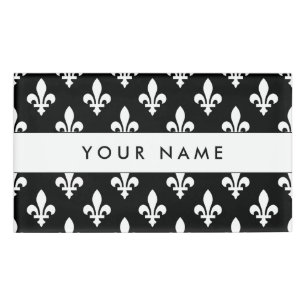 Fleur de Lis Pattern, French, Royal, White Name Tag