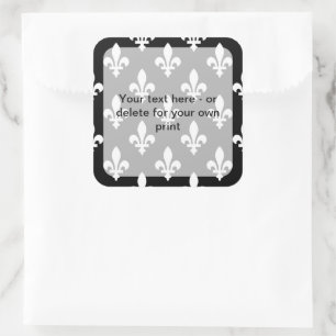 Fleur de Lis Pattern, French, Royal, White Square Sticker