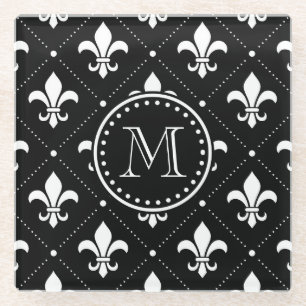 Fleur De Lis Pattern Glass Coaster