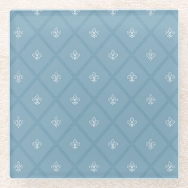 Fleur-de-lis pattern glass coaster (Front)