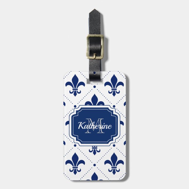 Fleur-de-lis Pattern Luggage Tag (Front Vertical)