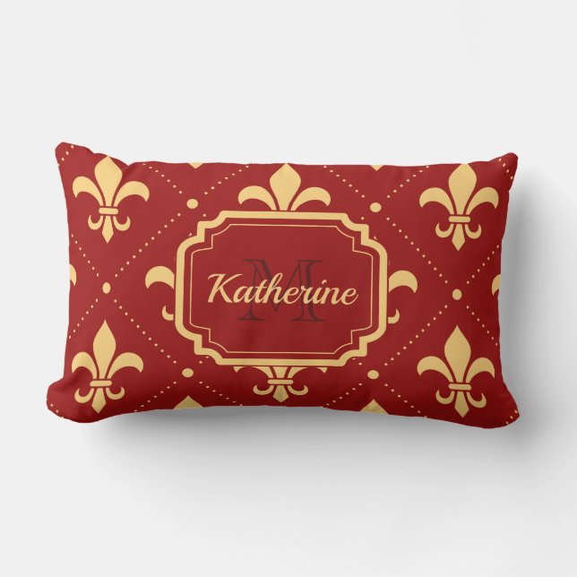 Fleur-de-lis Pattern Lumbar Cushion (Front)