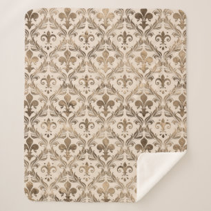 Fleur-de-lis pattern pastel gold sherpa blanket