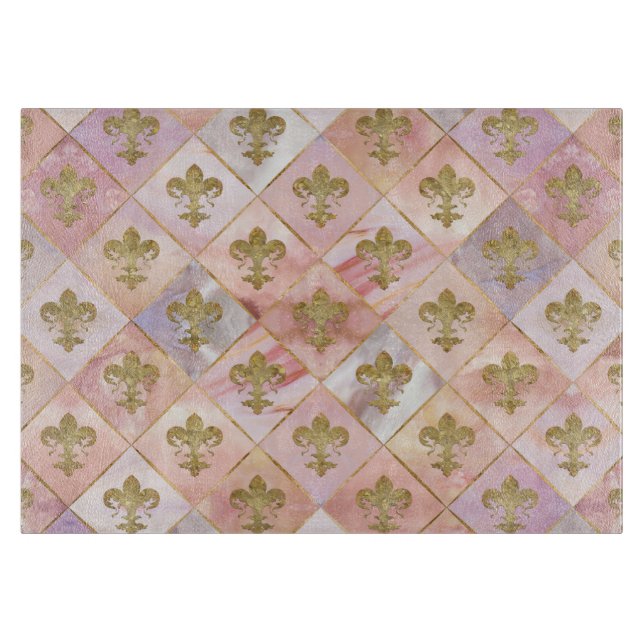 Fleur-de-lis pattern Pastel Quartz Cutting Board (Front)