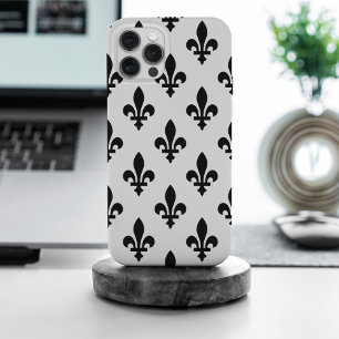 Fleur de Lis Pattern, Royal French, Black on White iPhone 15 Pro Max Case