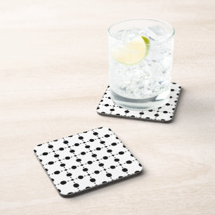 Fleur de Lis Pattern, Royal French, Black on White Coaster