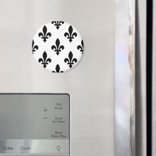 Fleur de Lis Pattern, Royal French, Black on White Magnet