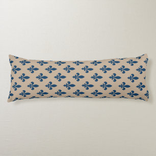 Fleur de Lis Pattern, Royal French Blue on Cream Body Cushion