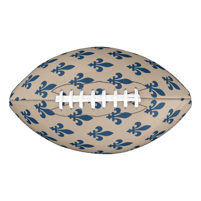 Fleur de Lis Pattern, Royal French Blue on Cream Football (Front)