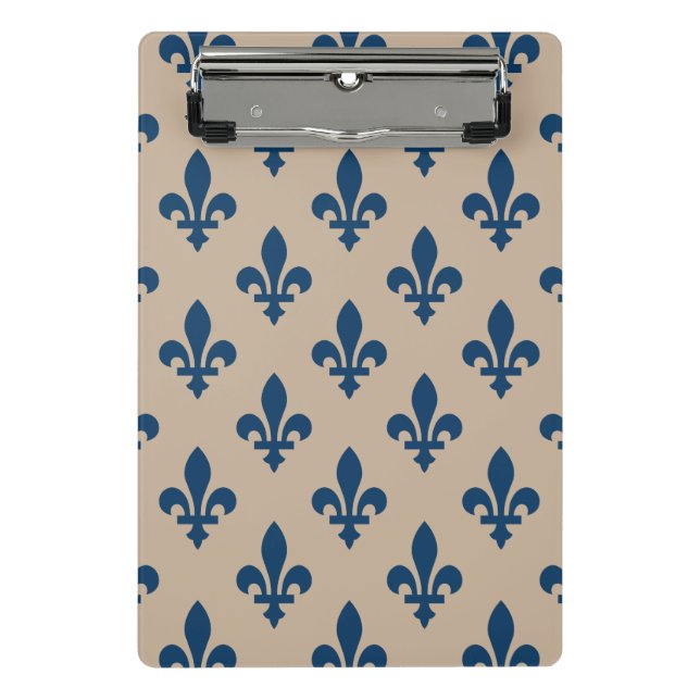 Fleur de Lis Pattern, Royal French Blue on Cream Mini Clipboard (Front)
