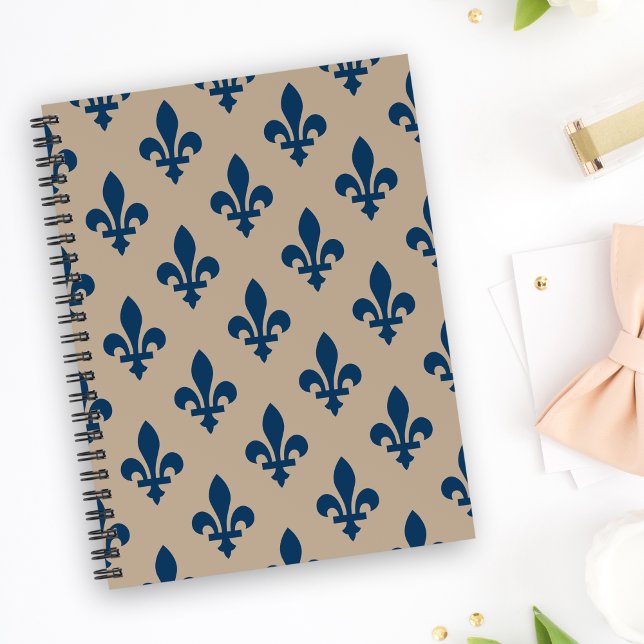 Fleur de Lis Pattern, Royal French Blue on Cream Notebook (Creator Uploaded)