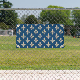 Fleur de Lis Pattern, Royal French, Cream on Blue Banner