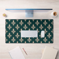 Fleur de Lis Pattern, Royal French Cream on Green