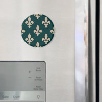 Fleur de Lis Pattern, Royal French Cream on Green