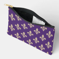 Fleur de Lis Pattern, Royal French Cream on Purple