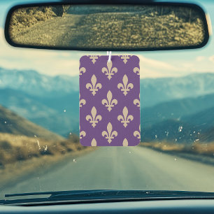 Fleur de Lis Pattern, Royal French Cream on Purple Car Air Freshener