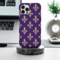 Fleur de Lis Pattern, Royal French Cream on Purple