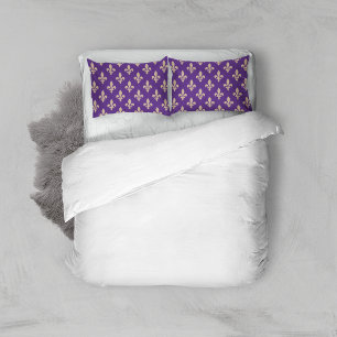Fleur de Lis Pattern, Royal French Cream on Purple Pillowcase