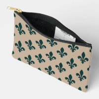 Fleur de Lis Pattern, Royal French Green on Cream