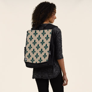 Fleur de Lis Pattern, Royal French Green on Cream Backpack