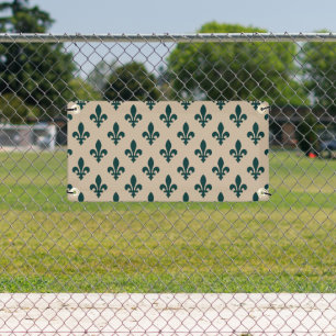 Fleur de Lis Pattern, Royal French Green on Cream Banner