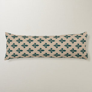 Fleur de Lis Pattern, Royal French Green on Cream Body Cushion
