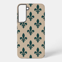 Fleur de Lis Pattern, Royal French Green on Cream