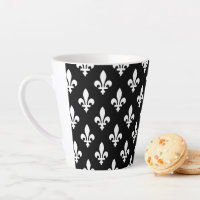 Fleur de Lis Pattern, Royal French, White on Black