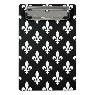 Fleur de Lis Pattern, Royal French, White on Black Mini Clipboard