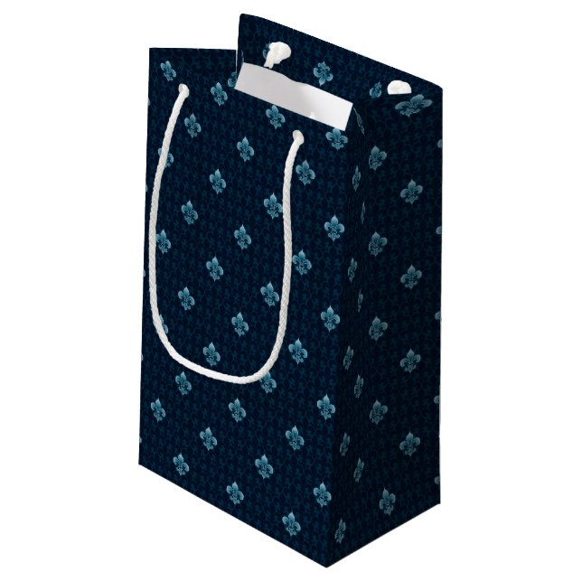 Fleur De Lis Pattern Small Gift Bag (Back Angled)