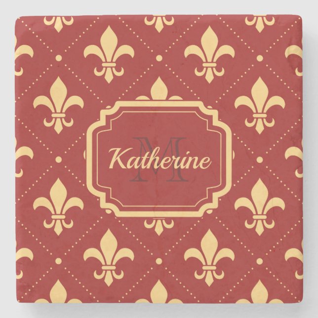 Fleur-de-lis Pattern Stone Coaster (Front)