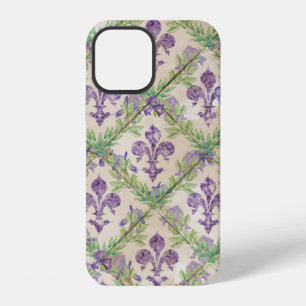 Fleur-de-lis pattern - watercolor Iris iPhone 12 Case