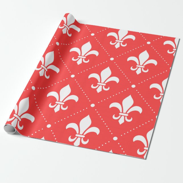 Fleur De Lis Pattern Wrapping Paper (Unrolled)