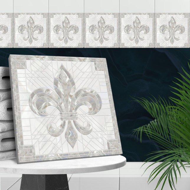 Fleur-de-lis - Pearl mosaic art Tile (Creator Uploaded)