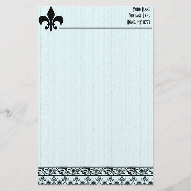 Fleur De Lis Personal Stationery (Front)