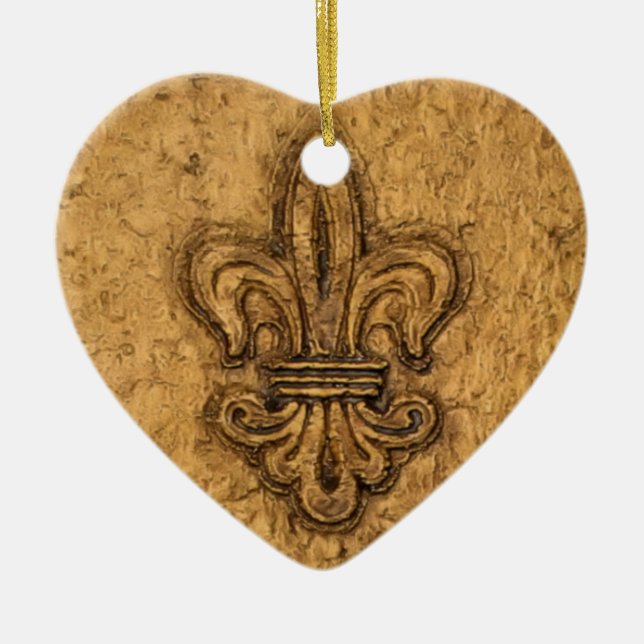 Fleur de Lis | Personalised Christmas Ceramic Tree Decoration (Front)