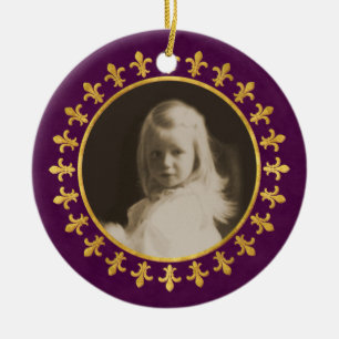 Fleur-de-lis Photo Frame Ceramic Tree Decoration