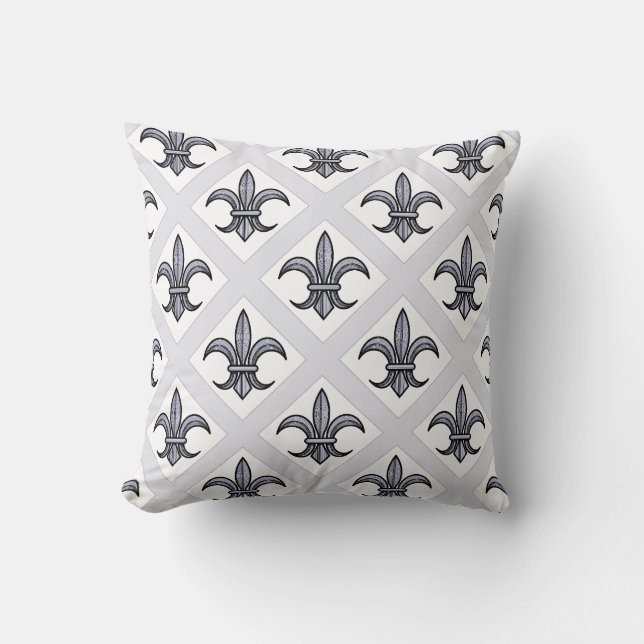 Fleur-de-Lis Pillow (silver) (Front)