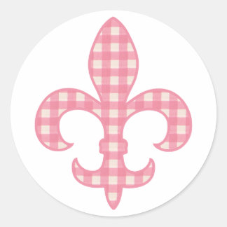 Fleur de lis Pink Gingham stickers