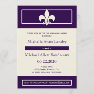 Fleur de Lis Poster Style Rehearsal Dinner Invitation