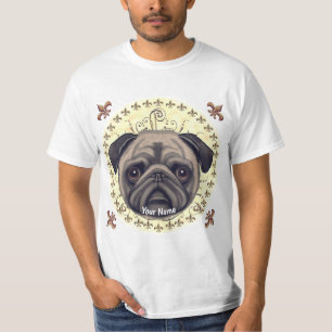 Fleur De Lis Pug T-Shirt