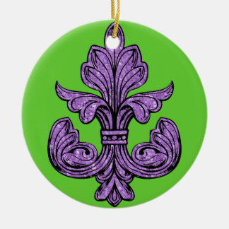 Fleur de lis Purple Ceramic Tree Decoration