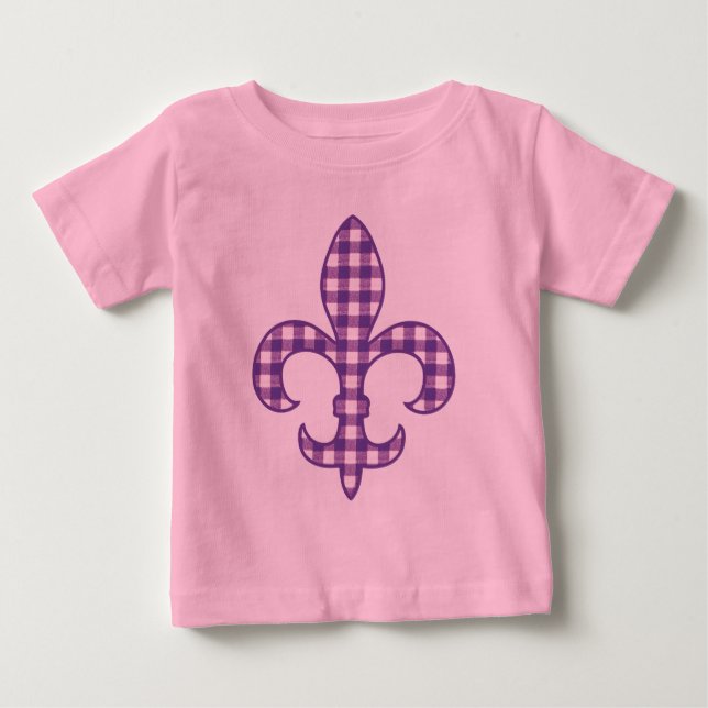 Fleur de lis Purple Gingham infant t-shirt (Front)