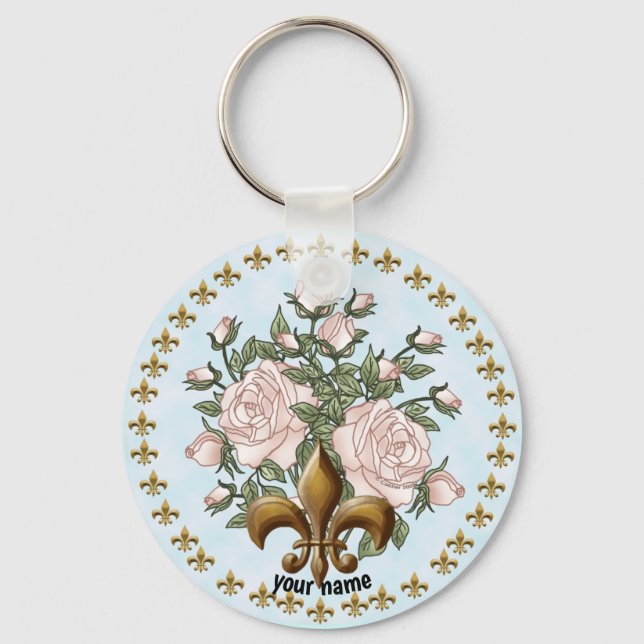 Fleur De Lis Roses keychain (Front)
