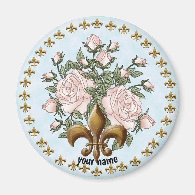 Fleur De Lis Roses magnet (Front)