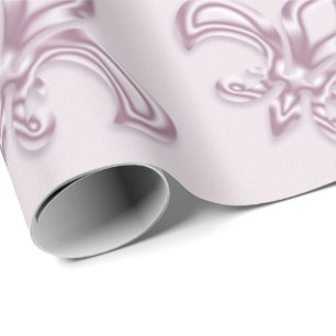 Fleur de Lis royal pink metallic pattern Wrapping Paper
